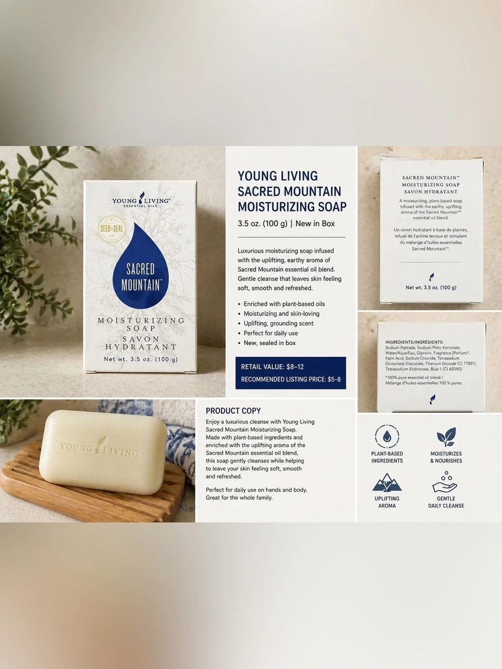 Young Living Sacred Mountain Moisturizing Soap 3.5 oz | New in Box